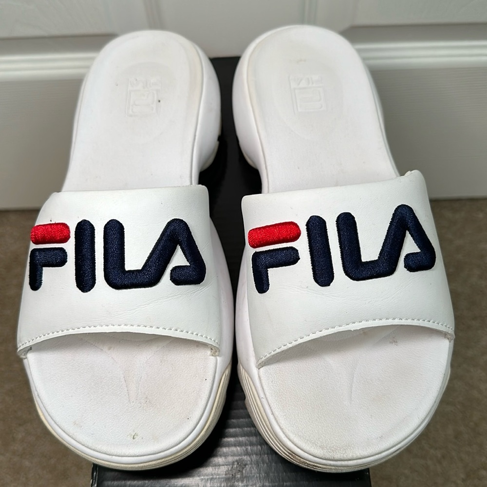 Fila Disruptor Bold slide, white/navy/red, size 6